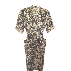 Wayne Diamond Diamond's Run 80s Graphic/Tiki Art Dress Made in USA Size 11/12
